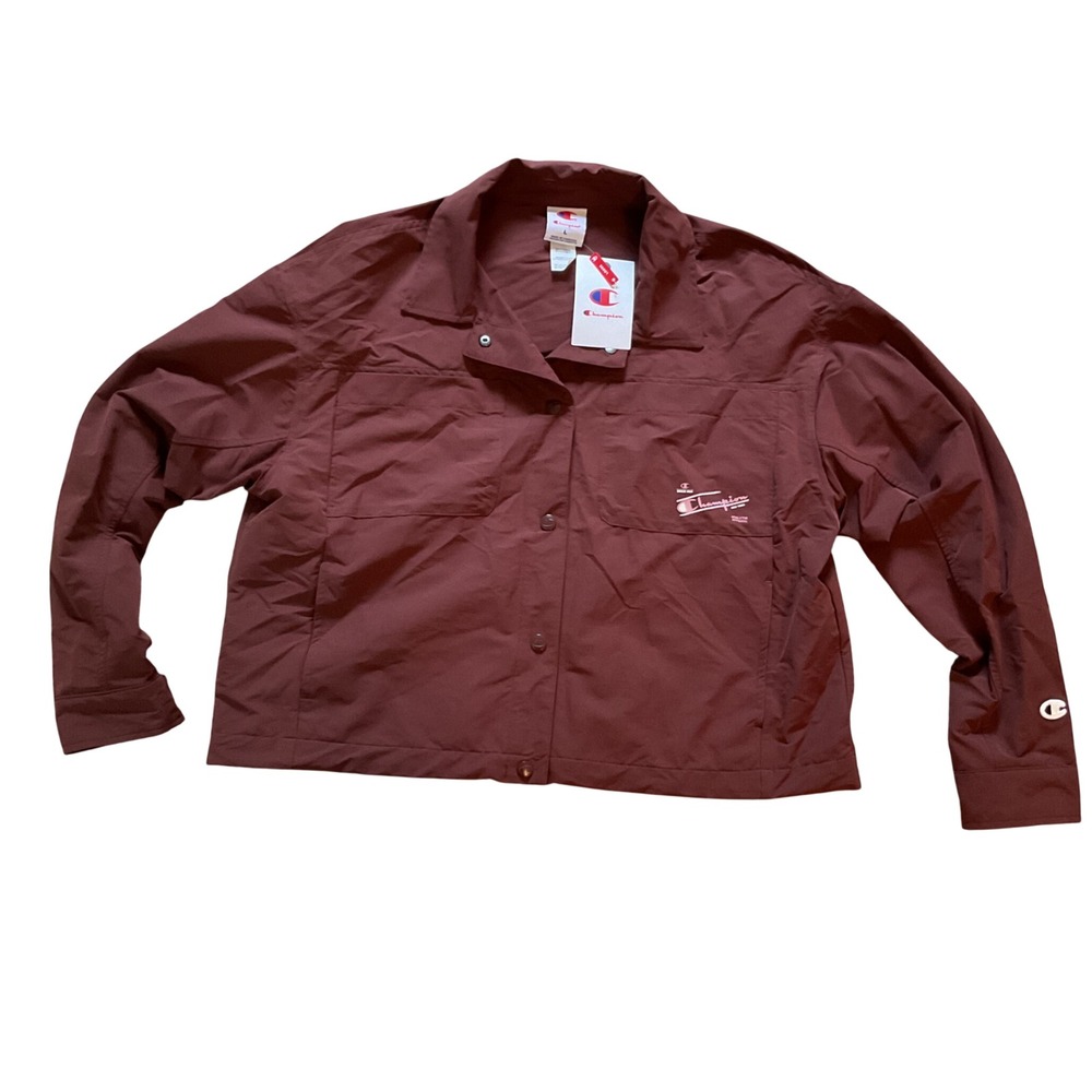 Champion Women Loose Fit Coaches Jacket Maroon Mahogany Large NWT